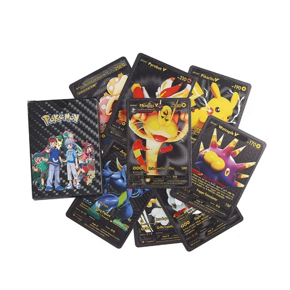 30-165pcs Gold Pokemon Colorful Card Set Black Vmax Vstar Sliver GX Box Pikachu Carta Charizard German French Spanish Game Cards