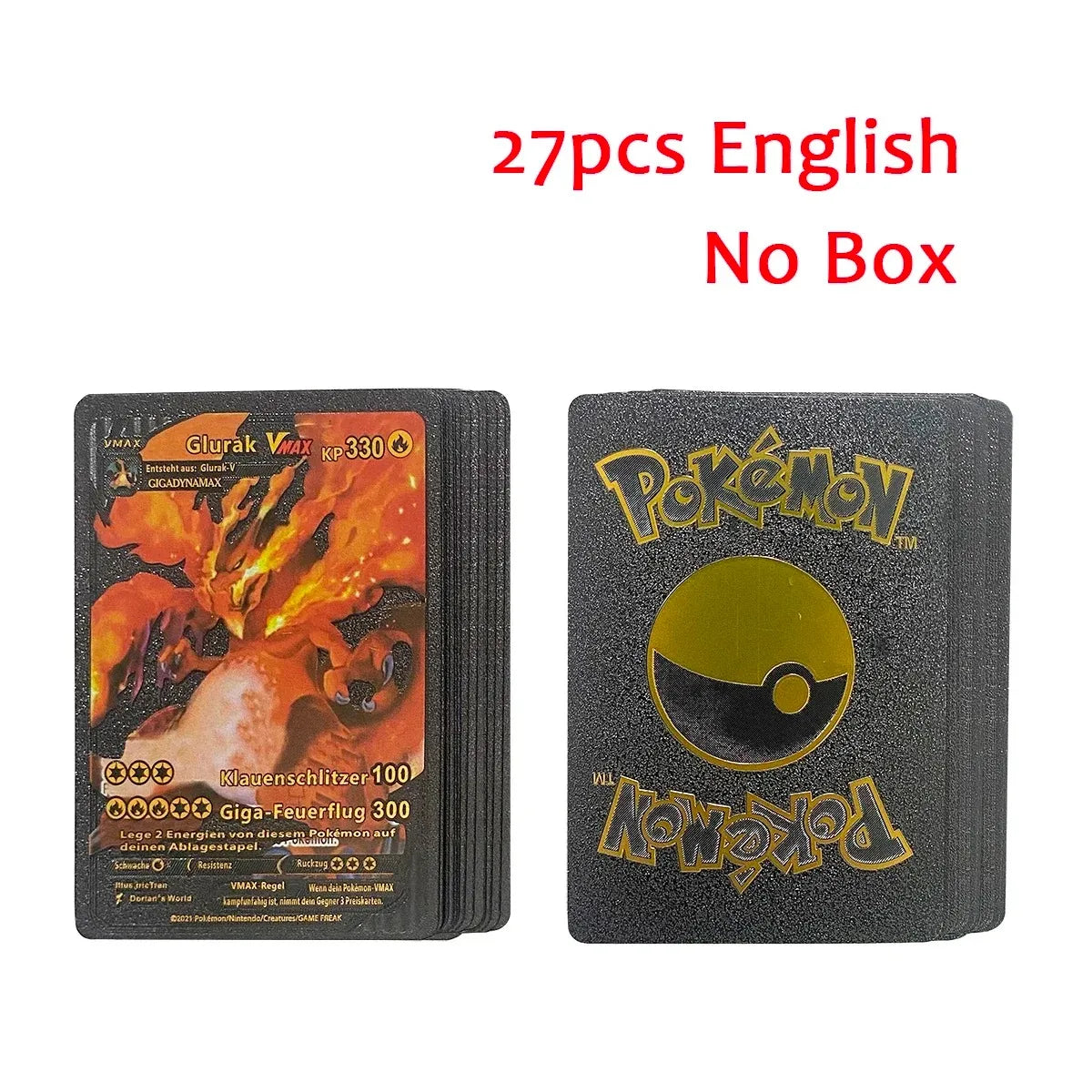 10-55Pcs Pokemon Gold Foil Cards Golden Letters English Spanish French German Game Card Metalicas Charizard Vmax Gx Series Gift