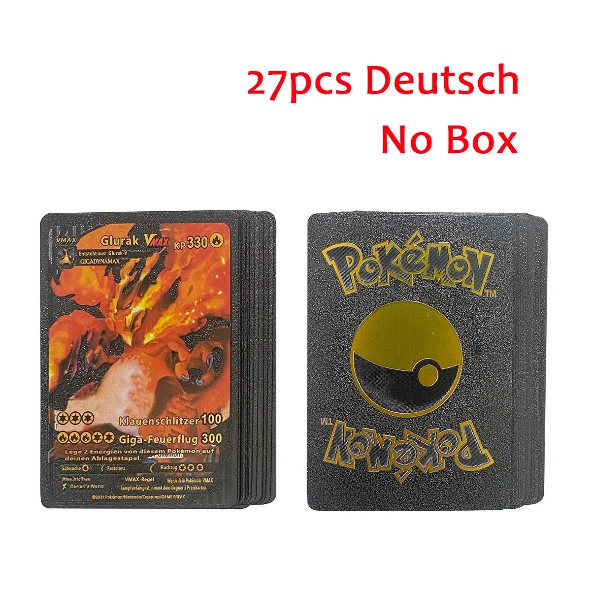 10-55Pcs Pokemon Gold Foil Cards Golden Letters English Spanish French German Game Card Metalicas Charizard Vmax Gx Series Gift