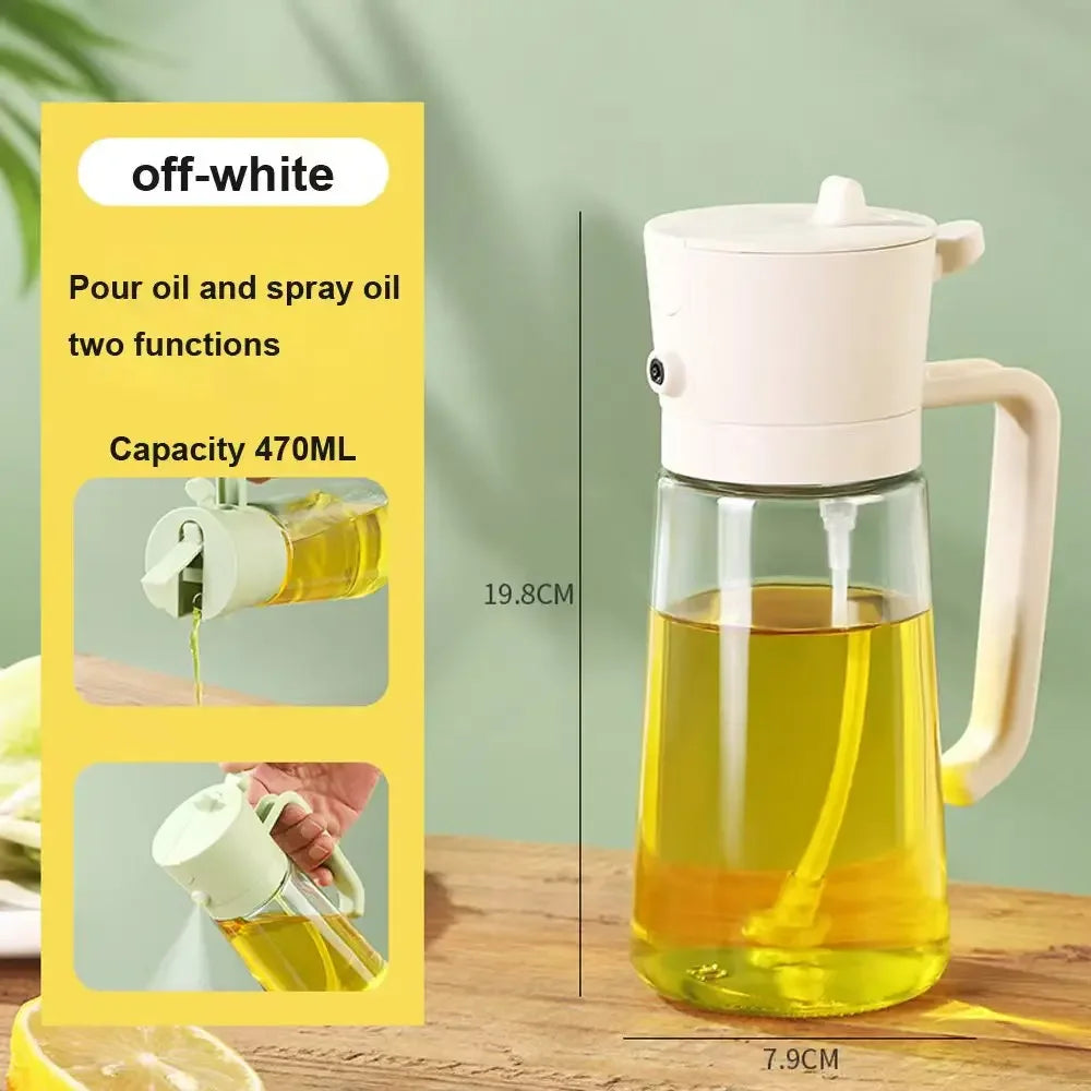 1-2PCS 2in1 Olive Oil Dispenser Bottle 500ml Plastic Oil Sprayer Cooking Oil Spray Tank BBQ Baking Picnic Kitchen Tools for Home